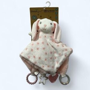 Dream Gro Bunny Rabbit Soft Plush Lovey Blankie Soothing Sensory Pink &  White